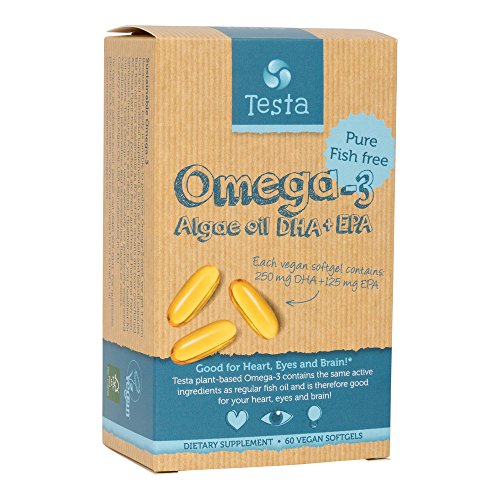 Product Cover Testa - Cut Out The Middle-Fish - Much Healthier Than Fish Oil - Plant Based GMO-Free Omega-3 DHA + EPA from Algae Oil - Pure and Vegan - Testa Omega 3-60 Capsules