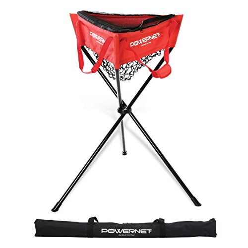 Product Cover PowerNet Baseball Softball Zippered Removable Ball Caddy for Batting Practice (Red)