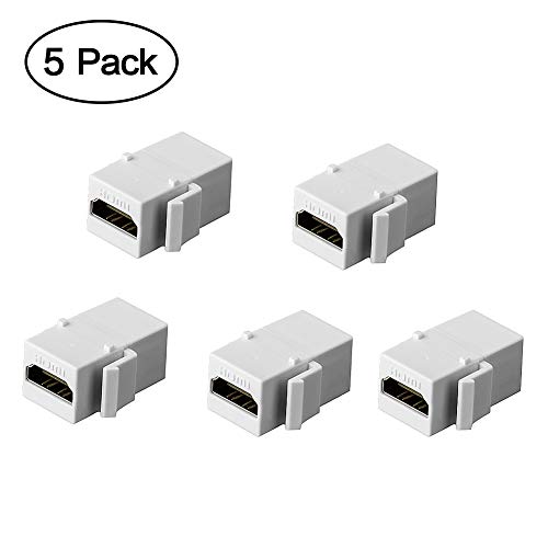 Product Cover HDMI Keystone Jack, MOERISICAL 5 Pack HDMI Keystone Insert Female to Female Coupler Adapter (White)