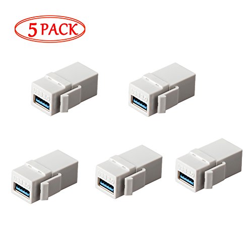 Product Cover MACTISICAL USB 3.0 Keystone Jack Inserts, 5pcs USB to USB Adapters Female to Female Connector White