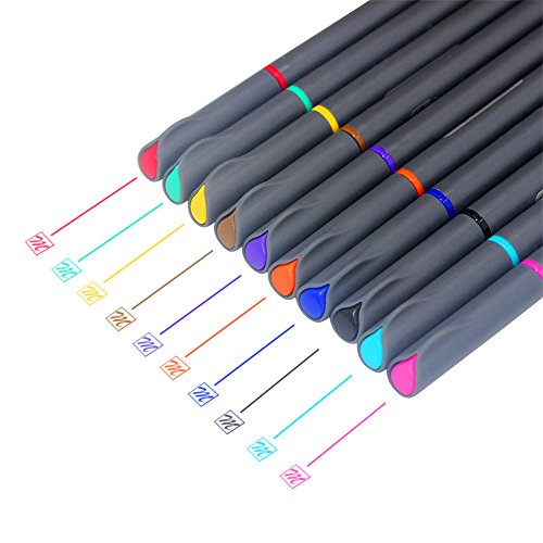 Product Cover MyLifeUNIT Fineliner Color Pen Set, 0.4mm Colored Fine Liner Sketch Drawing Pen, Pack of 10 Assorted Colors