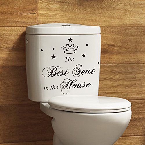 Product Cover BIBITIME Toilet Stickers Funny The Best Seat in the House Bathroom Vinyl Quote Home Art Mural
