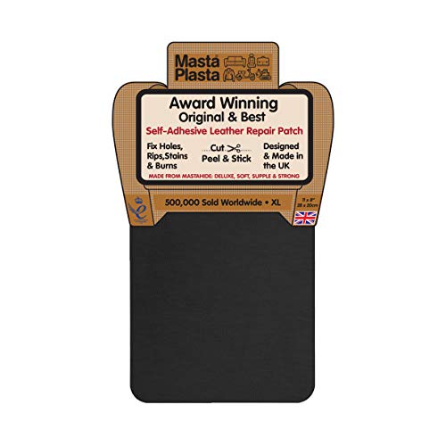 Product Cover MastaPlasta Self-Adhesive Patch for Leather and Vinyl Repair, XL Plain, Black - 8 x 11 Inch - Multiple Colors Available