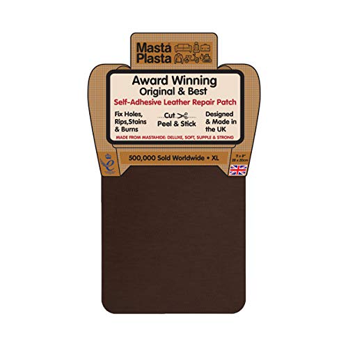 Product Cover MastaPlasta Self-Adhesive Patch for Leather and Vinyl Repair, XL Plain, Medium Brown - 8 x 11 Inch