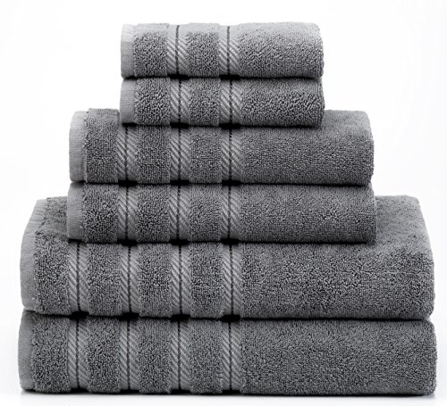 Product Cover American Soft Linen Premium, Luxury Hotel & Spa Quality, 6 Piece Kitchen & Bathroom Turkish Genuine Cotton Towel Set, for Maximum Softness & Absorbency, [Worth $72.95] Grey