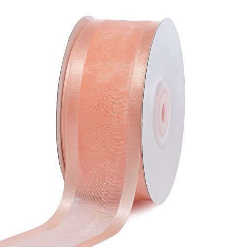 Product Cover Creative Ideas, 1-1/2-Inch Organza with Satin Edge Ribbon, 25 Yards, Light Peach