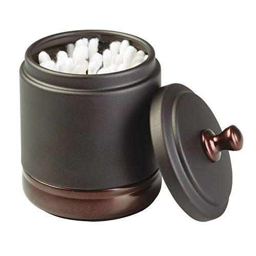 Product Cover mDesign Metal Bathroom Vanity Canister Jar for Cotton Balls, Swabs, Cosmetic Pads - Two Tone Bronze