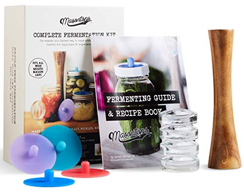 Product Cover Masontops Complete Mason Jar Fermentation Kit - Easy Wide Mouth Jars Vegetable Fermenting Set - DIY Equipment Essentials