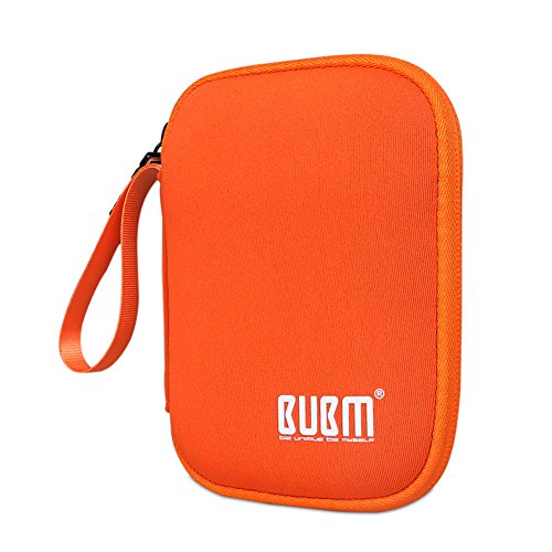 Product Cover External Hard Drive Case, BUBM Soft Carrying Travel Case for 2.5-Inch Portable External Hard Drive/Portable Hard Drive Protection Box Case/Electronics Travel Organizer/Cable Bag-Orange