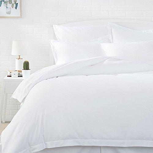 Product Cover AmazonBasics Light-Weight Microfiber Duvet Cover Set with Snap Buttons - Full/Queen, Bright White