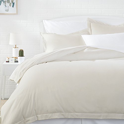 Product Cover AmazonBasics Light-Weight Microfiber Duvet Cover Set with Snap Buttons - Full/Queen, Beige