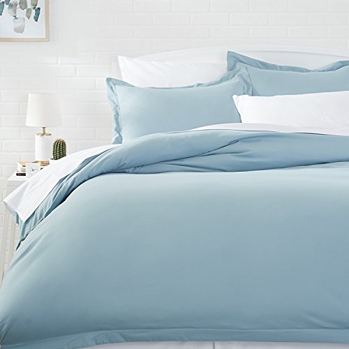Product Cover AmazonBasics Light-Weight Microfiber Duvet Cover Set with Snap Buttons - Full/Queen, Spa Blue