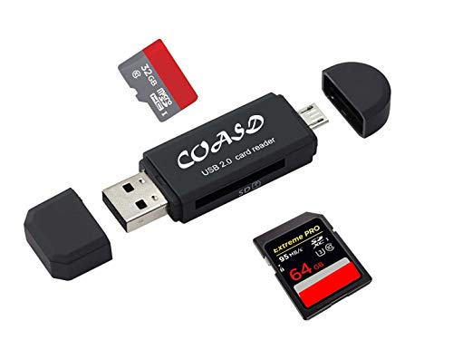 Product Cover COASD Memory Card Reader SD OTG Adapter and USB 2.0 Portable for SDXC, SDHC, SD, MMC, RS-MMC, Micro SDXC, Micro SD, Micro SDHC Card and UHS-I Card