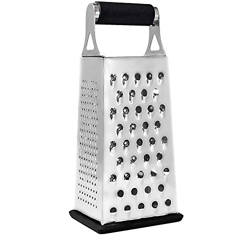 Product Cover K BASIX Cheese Grater & Shredder - Stainless Steel - 4 Sided Box Grater - Large Grating Surface with Razor Sharp Blades - Perfect to Slice, Grate, Shred & Zest Fruits, Vegetables, Cheeses & More!