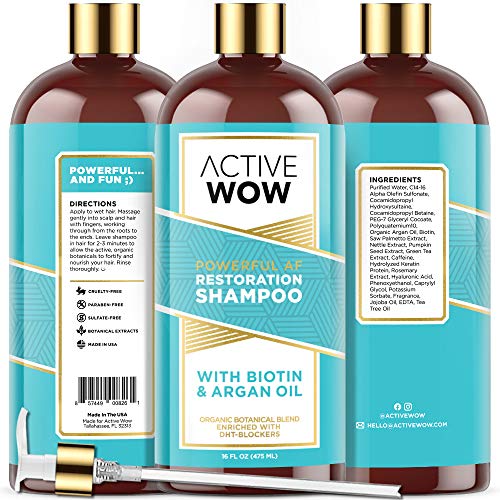 Product Cover Active Wow Hair Growth Shampoo - DHT Blockers with Argan Oil & Organic Botanicals, 16 Fl Oz