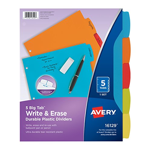 Product Cover Avery Big Tab Write & Erase Durable Plastic Dividers, 5 MulticolorTabs, 1 Set (16129)