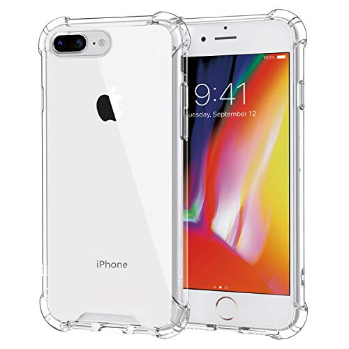 Product Cover MoKo Cover Compatible for iPhone 7 Plus Case/iPhone 8 Plus Case, Reinforced Corners TPU Bumper Cushion + Hybrid Rugged Transparent Panel Cover for Apple iPhone 7 Plus / 8 Plus - Crystal Clear