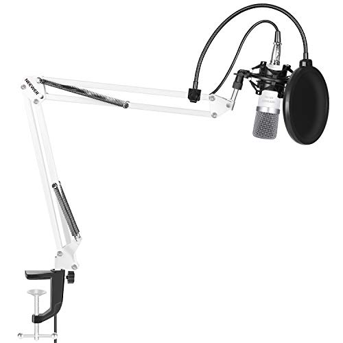 Product Cover Neewer NW-700 Microphone Kit,includes:(1) Condenser Microphone + (1) Microphone Suspension Scissor Arm Stand with Mounting Clamp+(1) Pop Filter+(1) Shock Mount(White)