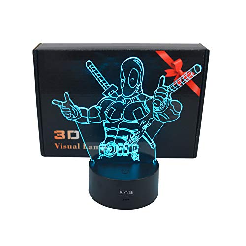 Product Cover 3D Desk lamp Acrylic Deadpool Night light 7 color change Furniture Decorative colorful gift household Accessories Boy Toys