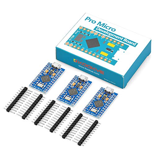 Product Cover KOOKYE 3PCS Pro Micro ATmega32U4 5V/16MHz Module Board with 2 Row Pin Header for Arduino Leonardo Replace ATmega328 Arduino Pro Mini