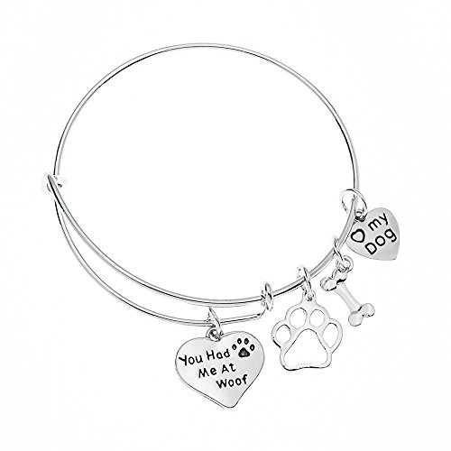 Product Cover Infinity Collection Dog Charm Bracelet - Paw Print Jewelry- Dog Lovers Bracelet- Dog Owner Bangle for Dog Lovers