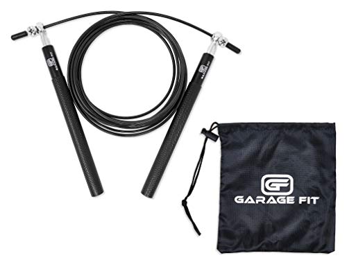 Product Cover Garage Fit Speed Jump Rope - Cable Jump Rope - Speed Rope - Jumping Ropes for Fitness with Carry Bag (Black)