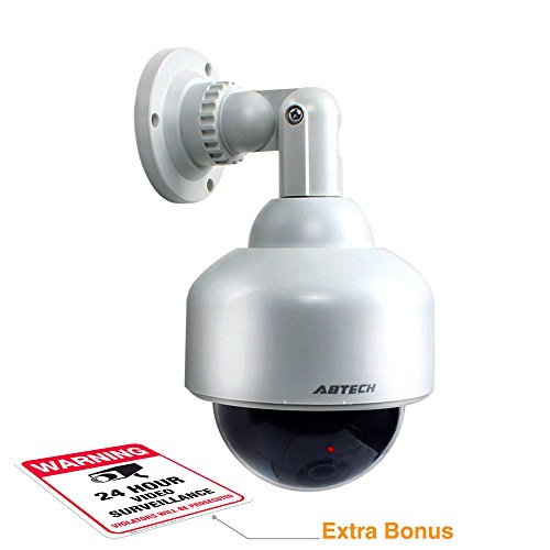 Product Cover Fake Security Camera, Dummy Camera Dome Shaped Decoy Realistic Look Surveillance System + Bonus Warning Sticker Indoor/Outdoor Use, Perfect for Businesses & Shops- by Armo