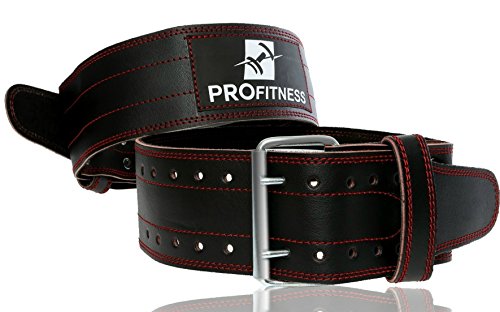 Product Cover ProFitness Genuine Leather Workout Belt Weightlifting Gym Belt for Men and Woman Comes (Black/Red, Small)