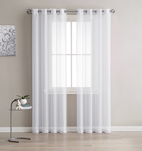 Product Cover LinenZone - Grommet Semi-Sheer Curtains - 2 Pieces - Total Size 108 Inch Wide (54 Inch Each Panel) - 84 Inch Long Panels - Beautiful, Elegant, Natural Light Flow Material (54