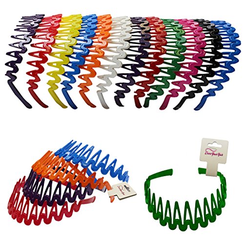 Product Cover CoverYourHair Plastic Headband with Teeth - 12 Hard Headbands - Bright Color Headbands