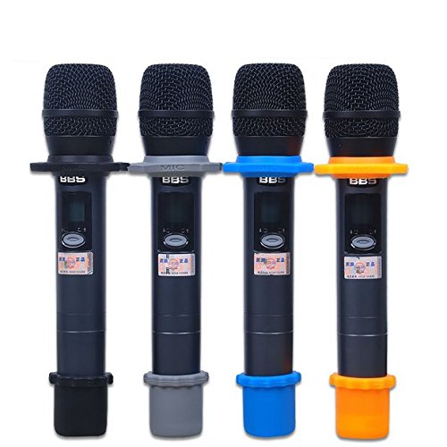 Product Cover Auch 4 Sets Shakeproof Wireless Handheld Microphone Anti-Rolling Mic Protection Silicone Ring & Bottom Rod Sleeve Holder Set for KTV Device, Multi-Colored