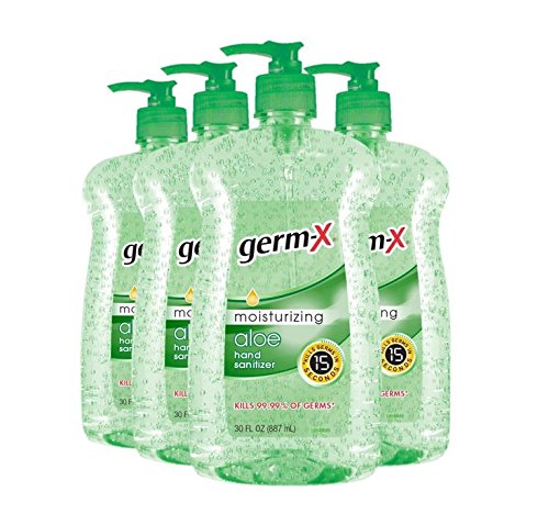 Product Cover Germ-X Hand Sanitizer, Aloe, Pump Bottle, 30 Fluid Ounce (Pack of 4)
