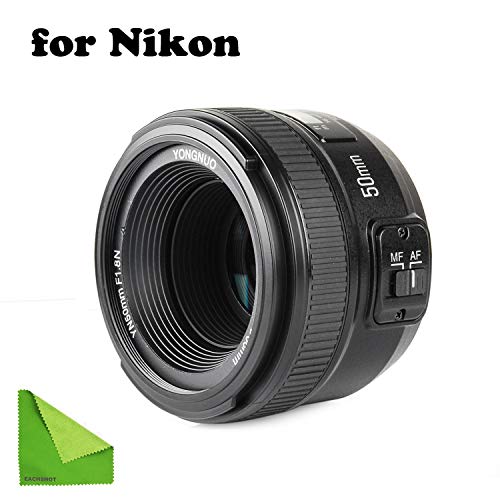 Product Cover YONGNUO YN EF 50mm f/1.8 AF Lens YN50 Aperture Auto Focus for Nikon Cameras as AF-S 50mm 1.8G with EACHSHOT Cleaning Cloth