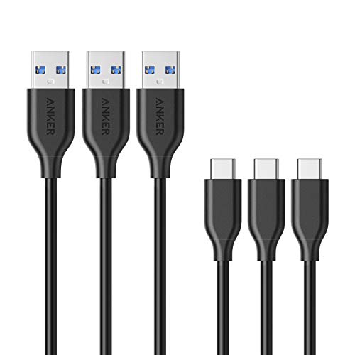 Product Cover [3 Pack] Anker Powerline USB-C to USB 3.0 Cable (3ft) with 56k Ohm Pull-up Resistor for Samsung Galaxy Note 8, S8, S8+, S9, S10, MacBook, Sony XZ, LG V20 G5 G6, HTC 10, Xiaomi 5 and More