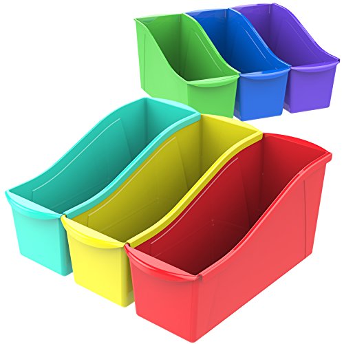Product Cover Storex 70110U06C Book Bin Assorted Colors Case of 6 14.3 x 5.3 x 7 Inches