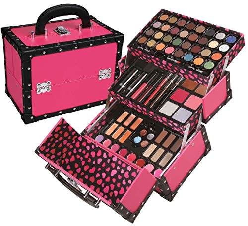 Product Cover BR Carry All Trunk Train Case with Makeup and Reusable Case Makeup Gift Set (Pink)