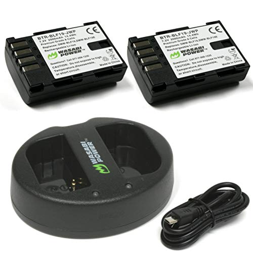 Product Cover Wasabi Power Battery (2-Pack) and Dual USB Charger for Panasonic Dmw-BLF19 and Panasonic Lumix DMC-GH3, DMC-GH4, Dc-GH5, Dc-GH5s, Dc-G9