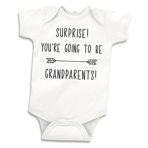 Product Cover Bump and Beyond Designs Surprise Pregnancy Announcement Grandparents, Newborn Bodysuit, White, 0-3 Months