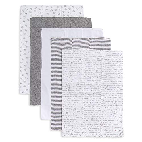 Product Cover Burt's Bees Baby - Burp Cloths, 5-Pack Extra Absorbent 100% Organic Cotton Burp Cloths, Heather Grey Pattern