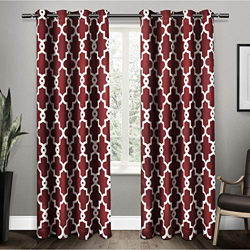 Product Cover Exclusive Home Curtains Ironwork Sateen Woven Blackout Grommet Top Curtain Panel Pair, 52x84, Burgundy, 2 Piece