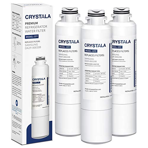 Product Cover Crystala Filters DA29-00020B Water Filter Replacement for Samsung Refrigerators, Compatible with Samsung DA29-00020B, DA29-00020A, HAF-CIN, HAF-CIN/EXP, 46-9101, 3 Packs
