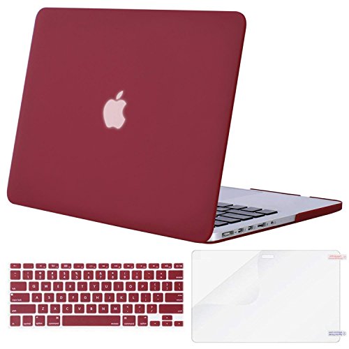 Product Cover MOSISO Case Only Compatible with Older Version MacBook Pro Retina 13 inch (Models: A1502 & A1425) (Release 2015 - end 2012), Plastic Hard Shell Case & Keyboard Cover & Screen Protector, Wine Red