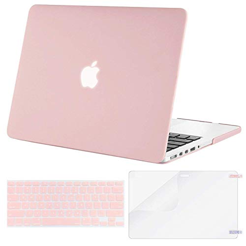 Product Cover MOSISO Case Only Compatible with Older Version MacBook Pro Retina 13 inch (Models: A1502 & A1425) (Release 2015 - end 2012), Plastic Hard Shell Case & Keyboard Cover & Screen Protector, Rose Quartz