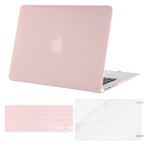 Product Cover MOSISO Plastic Hard Shell Case & Keyboard Cover & Screen Protector Only Compatible with MacBook Air 13 inch (Models: A1369 & A1466, Older Version 2010-2017 Release), Rose Quartz