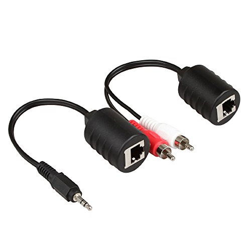 Product Cover LINESO 3.5mm Stereo To RCA Red White Audio Balun Extender Over Cat5