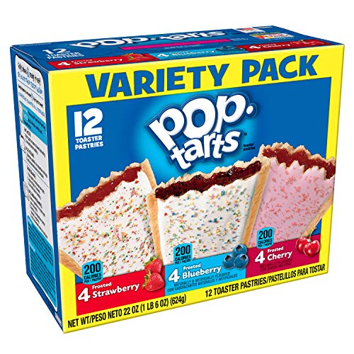 Product Cover Pop-Tarts Breakfast Toaster Pastries, Flavored Variety Pack, Frosted Strawberry, Frosted Blueberry, Frosted Cherry, 22 oz (12 Count)