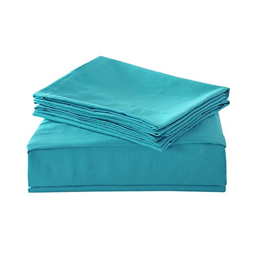 Product Cover HollyHOME 1500 Soft Hypoallergenic Brushed Microfiber Bed Sheet Set, 4 Pieces Queen Size Sheets, Teal