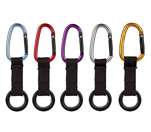 Product Cover Auch 5Pcs Portable Carabiner Water Bottle Drink Buckle Hook Holder Clip Key Chain Ring for Camping Hiking Traveling, Random Color