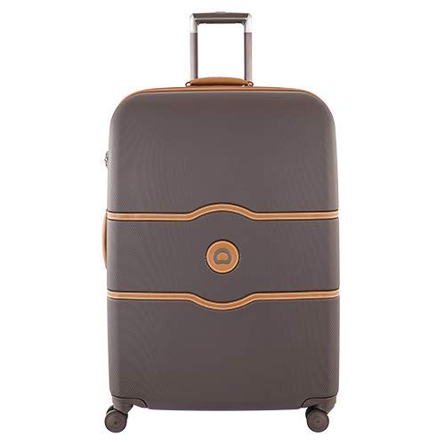 Product Cover DELSEY Paris Chatelet Hard+ Hardside Large Checked Spinner Suitcase, Chocolate Brown, 28-Inch