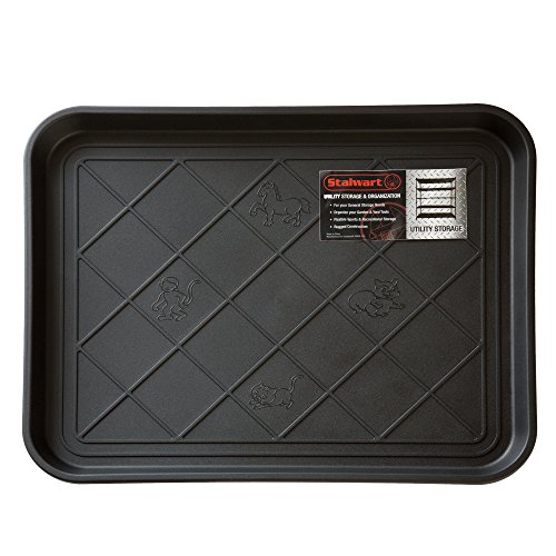 Product Cover Stalwart 75-ST6013 All Weather Boot Tray-Water Resistant Plastic Utility Shoe Mat for Indoor and Outdoor Use in All Seasons (Black), Small